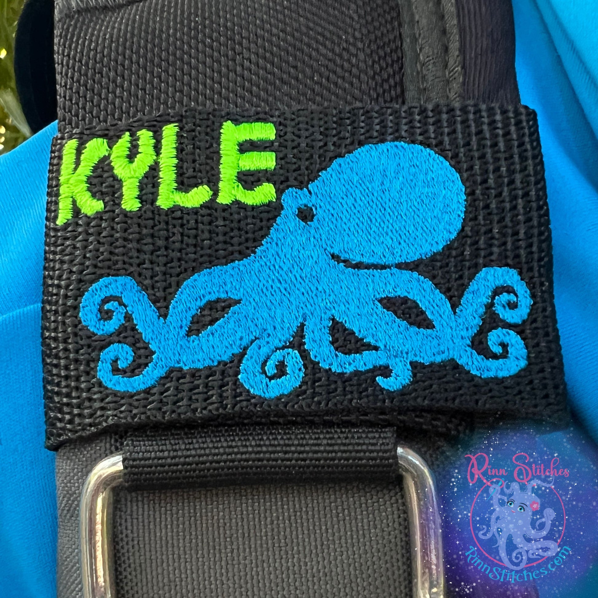 Tako (Octopus) | Personalized & Customizable Scuba Diver BCD Identification Tag | Made on Maui | Scuba Diver Gift | Rinn Stitches Creative & Unique Embroidery