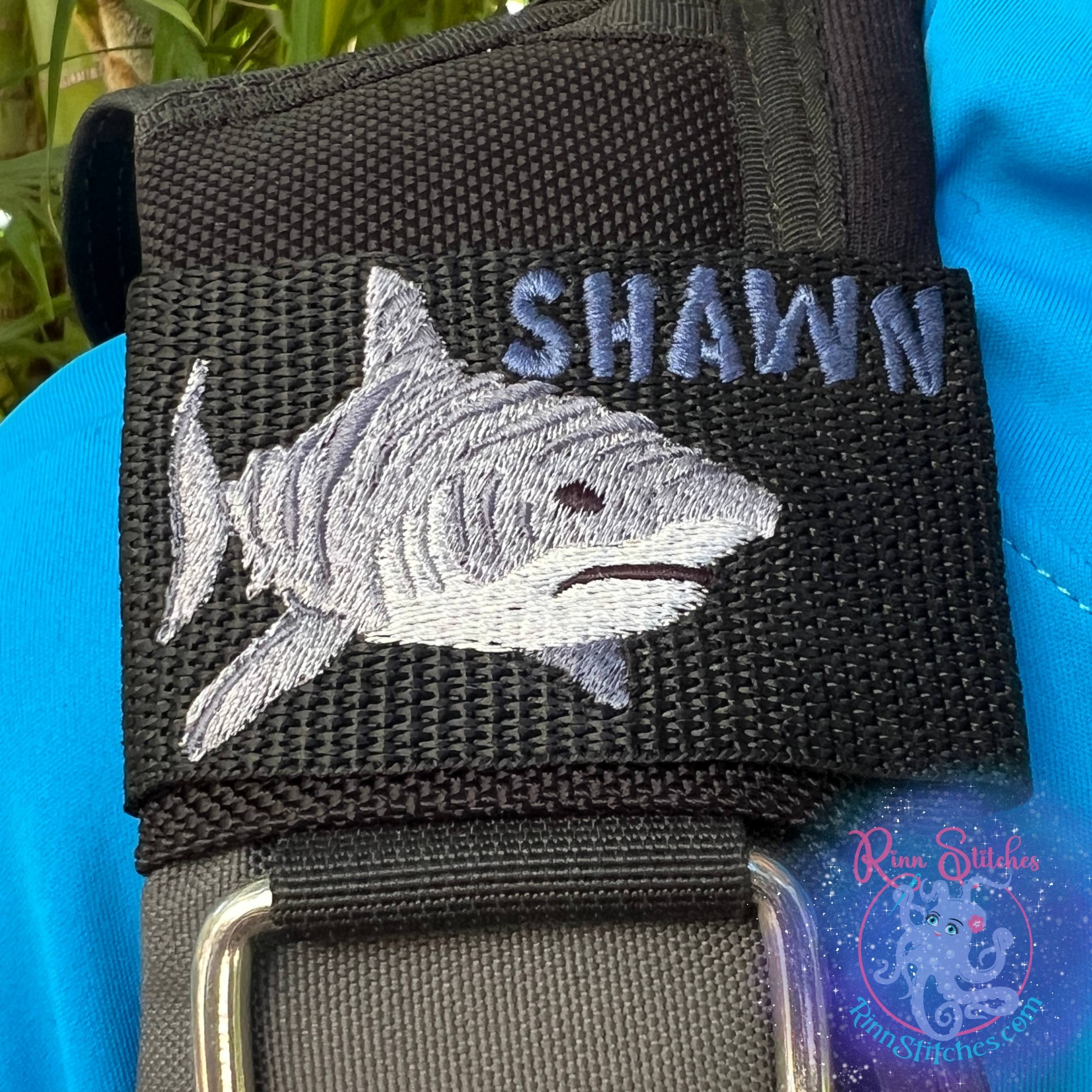 Tiger Shark Personalized & Customizable Scuba Diver BCD Identification Tag | Scuba Diver Gift | Made on Maui | Hawaii By Rinn Stitches on Maui, Hawaii