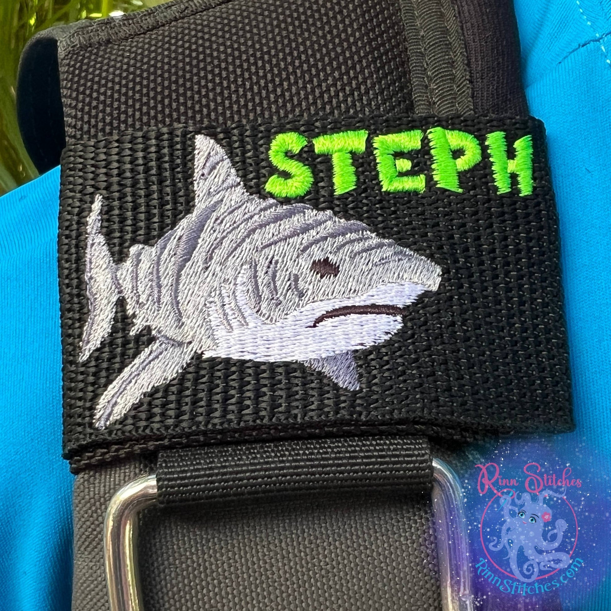 Tiger Shark Personalized & Customizable Scuba Diver BCD Identification Tag | Scuba Diver Gift | Made on Maui | Hawaii By Rinn Stitches on Maui, Hawaii