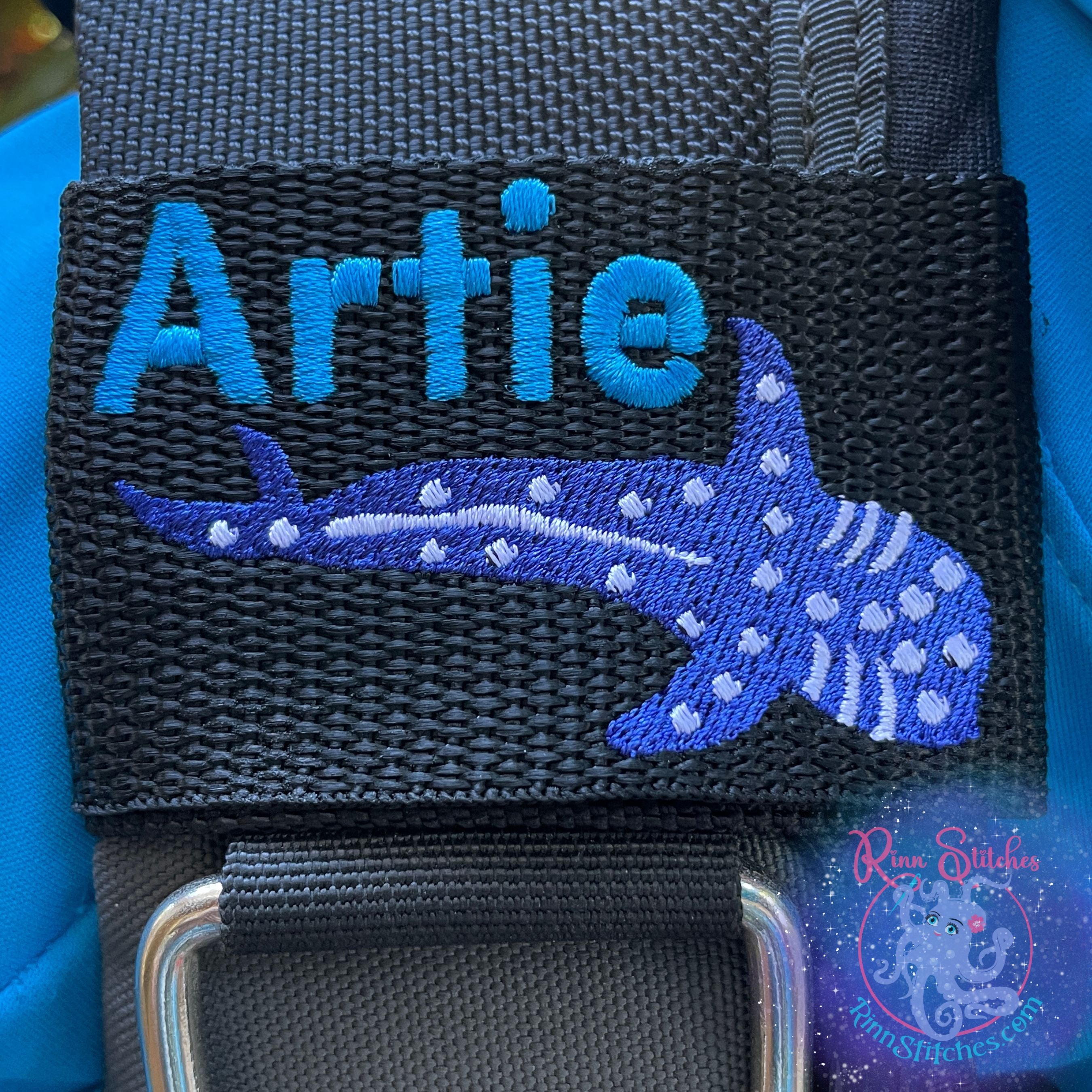 Whale Shark Personalized BCD Tag by Rinn Stitches on Maui, Hawaii