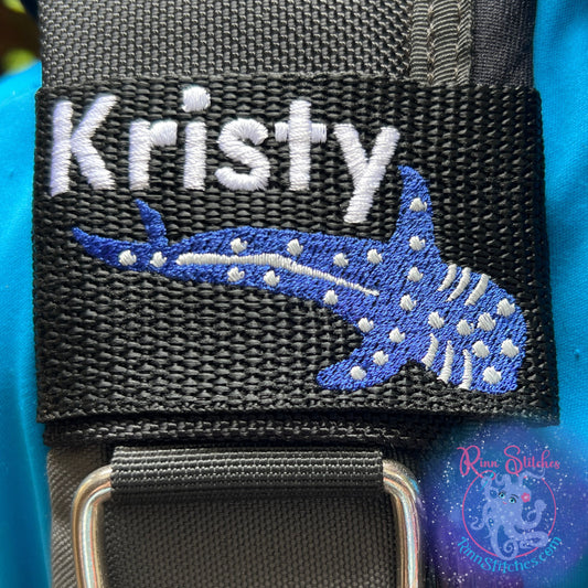 Whale Shark Personalized BCD Tag by Rinn Stitches on Maui, Hawaii