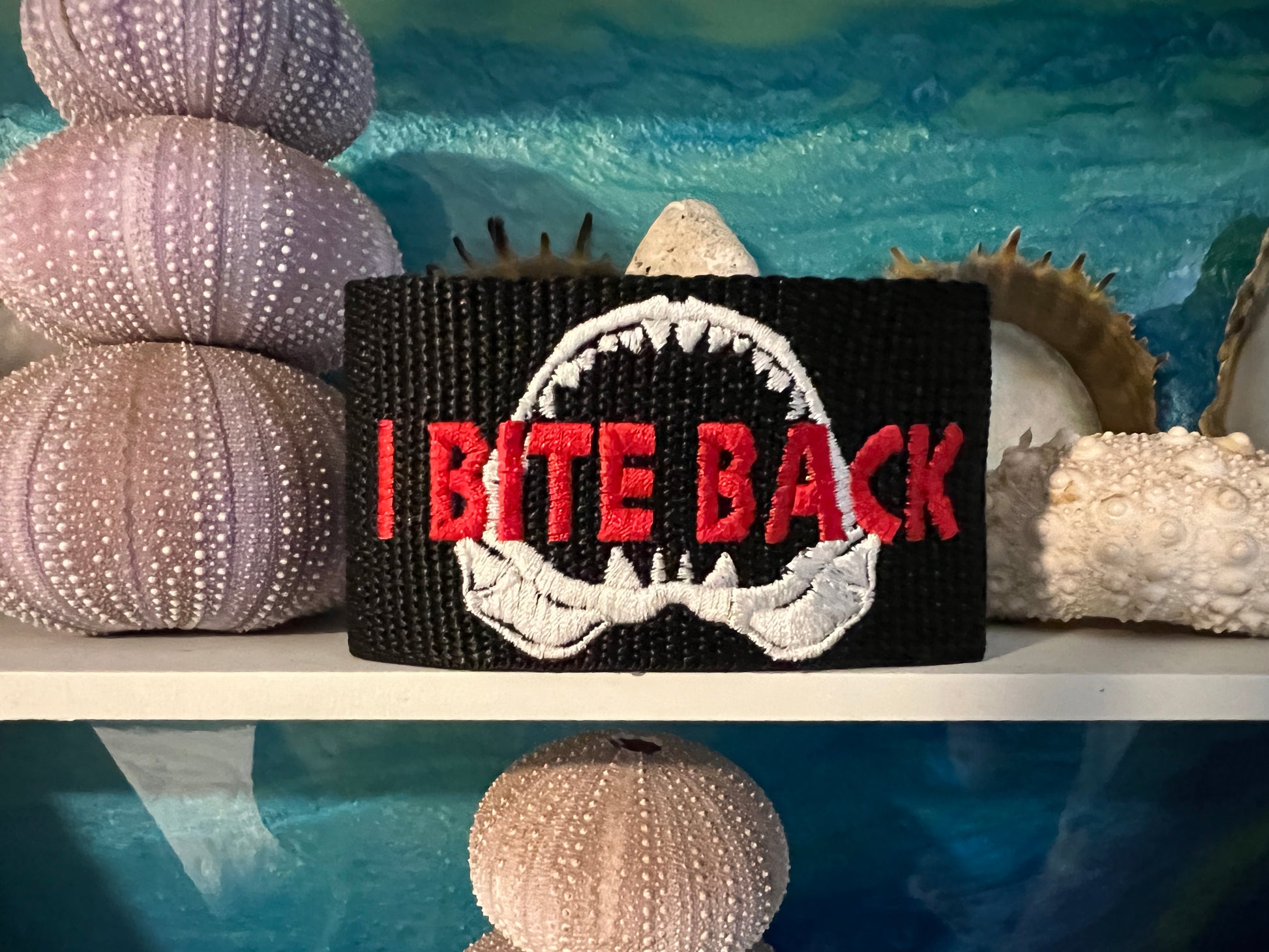 I BIte Back | Scuba Diver BCD Identification Tag | Scuba Diver Gift | Made on Maui | Rinn Stitches Creative & Unique Embroidery