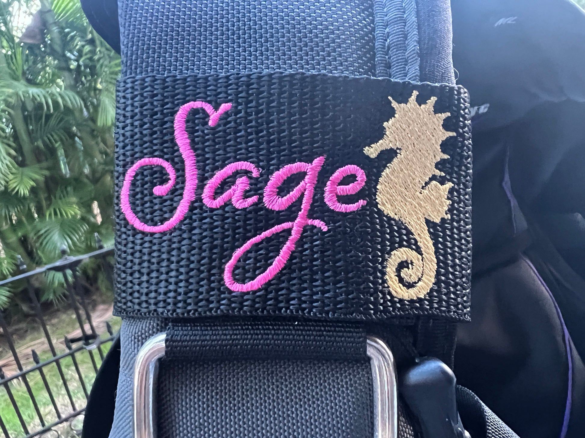 Seahorse | Personalized & Customizable Scuba Diver BCD Identification Tag | Made on Maui | Scuba Diver Gift | Rinn Stitches Creative & Unique Embroidery