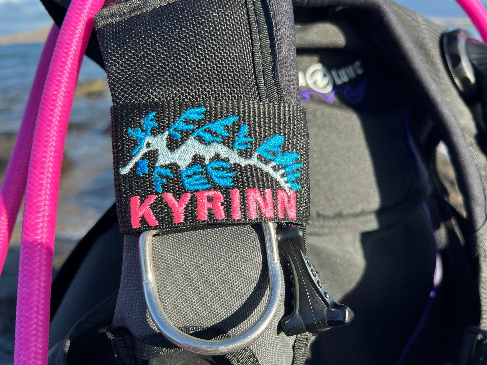 Leafy Sea Dragon | Personalized & Customizable Scuba Diver BCD Identification Tag | Scuba Diver Gift | Made on Maui | Rinn Stitches Creative & Unique Embroidery